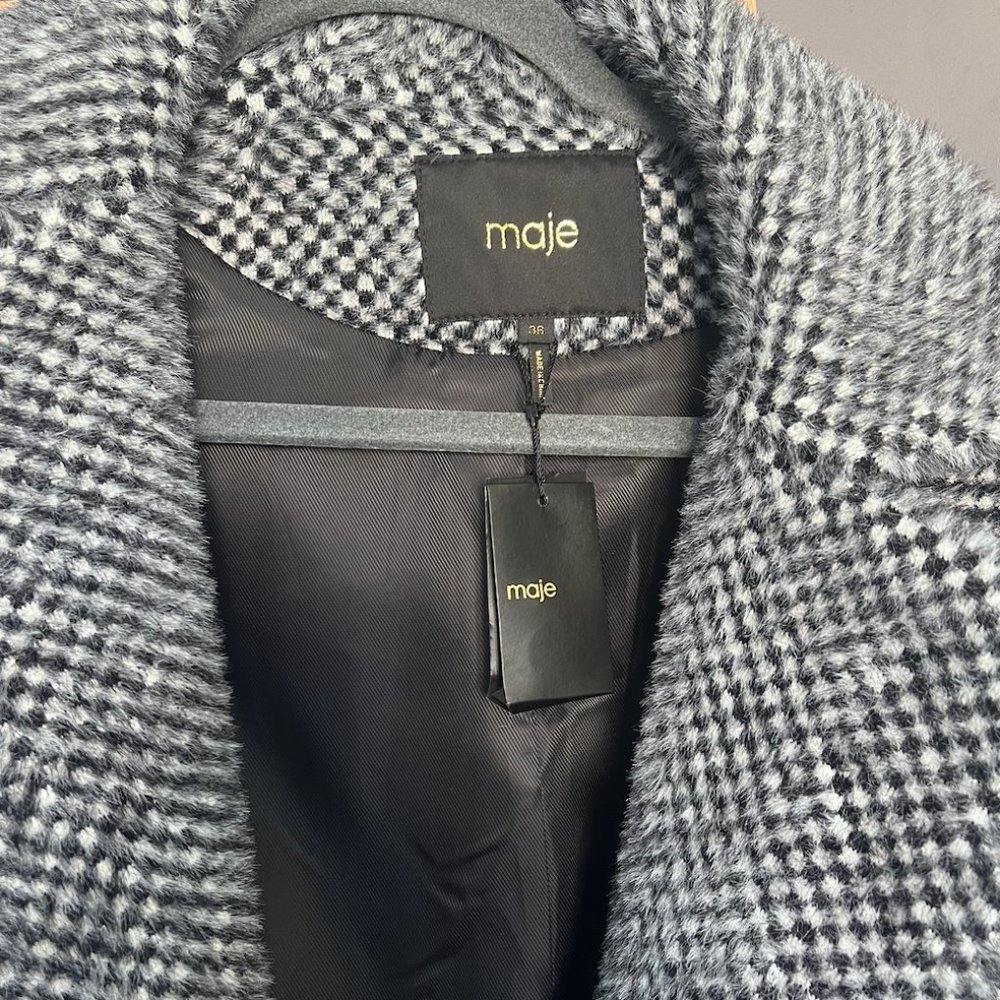 Maje Gabyne Double Breasted Long Twill Coat Size 36 - Picture 3 of 6